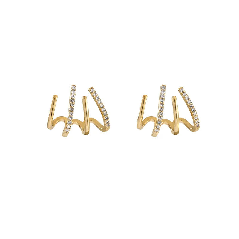 Shiny Crystal Four Claws Stud Earrings