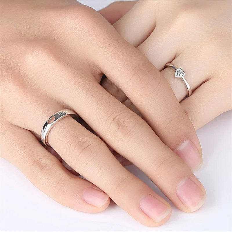 Bagues d'amour sans fin pour couples, cœur en Zircon, bijoux