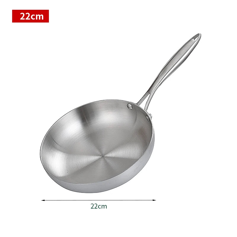 Uncoated Gas Stove Stainless Steel Frying Pan