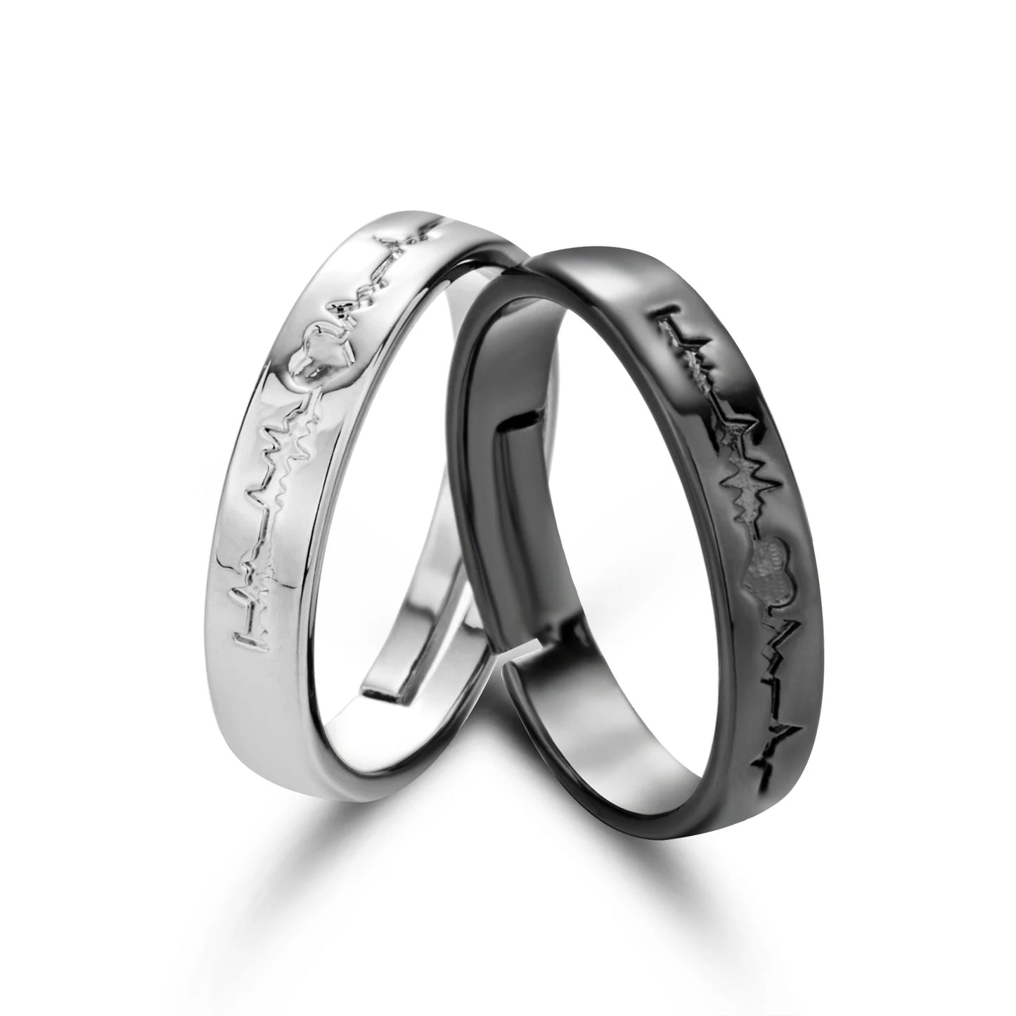 Unisex Love Heart Electrocardiogram Open Circle Ring
