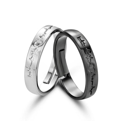 Unisex Love Heart Electrocardiogram Open Circle Ring