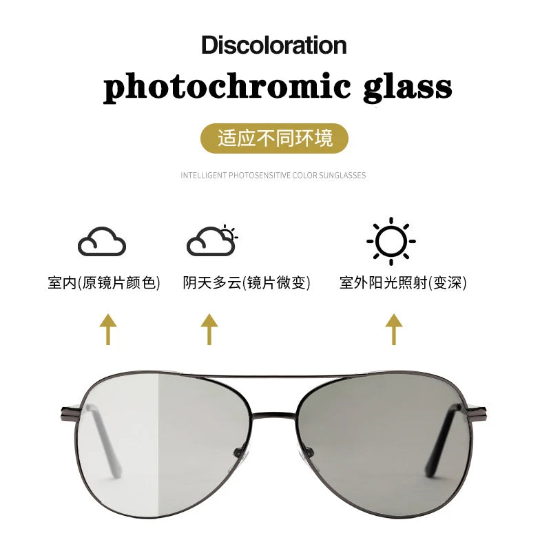 Unisex Photochromic Polarized Pilot Vintage Sunglasses