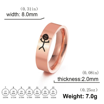 Unisex Stainless Steel Stickman Middle Finger Rings