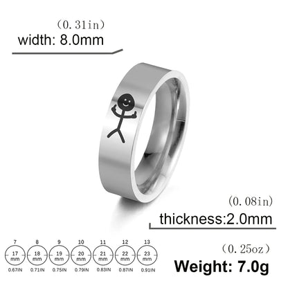 Unisex Stainless Steel Stickman Middle Finger Rings