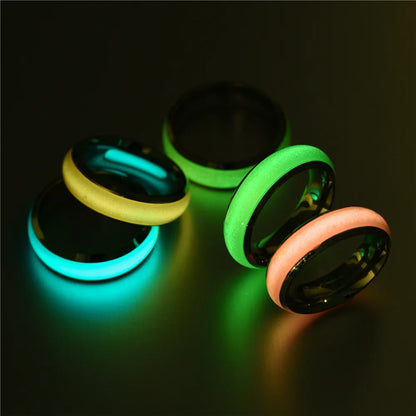 Unisex Stainless Steel Florescent Luminous Glow Ring