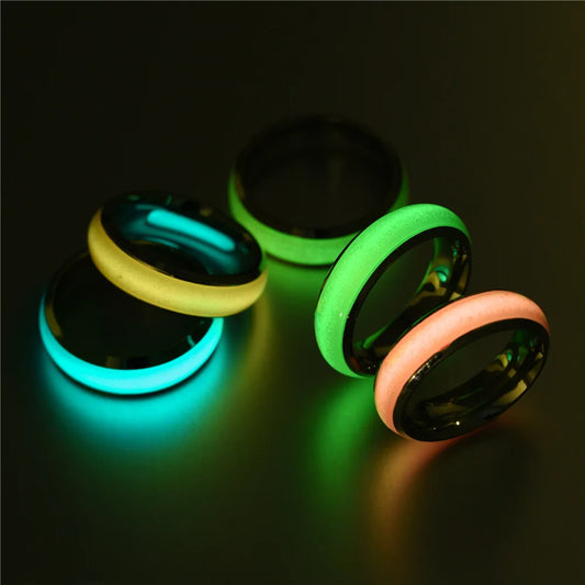 Unisex Stainless Steel Florescent Luminous Glow Ring
