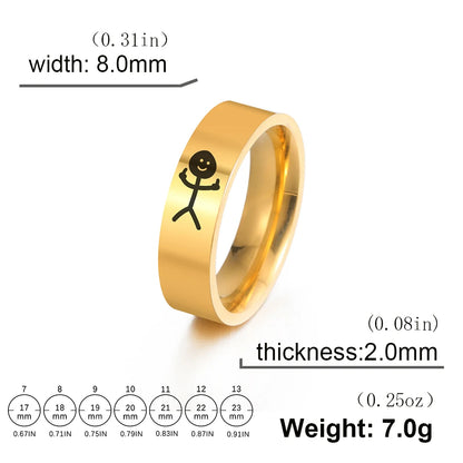 Unisex Stainless Steel Stickman Middle Finger Rings