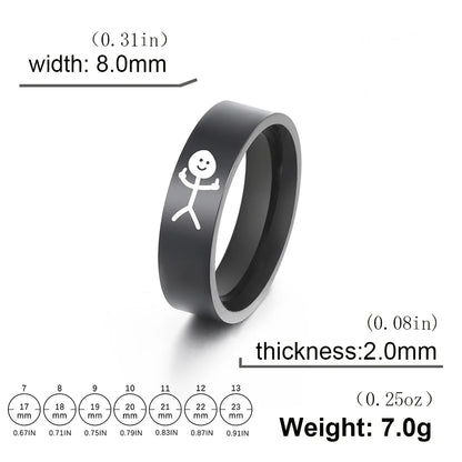 Unisex Stainless Steel Stickman Middle Finger Rings
