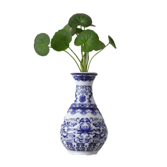 Vintage Blue White Porcelain Ceramics Flower Vase