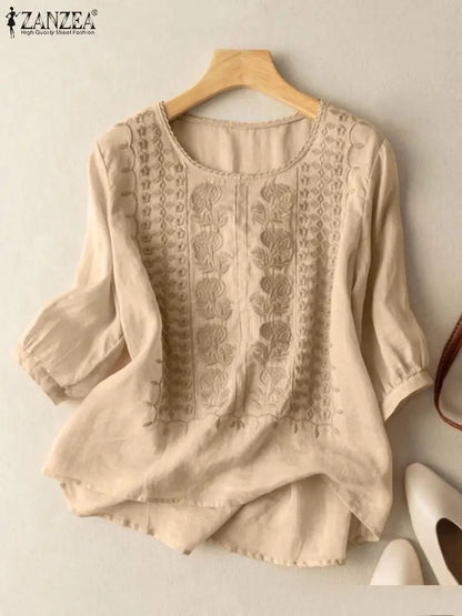 Vintage Lace Crochet Casual Embroidery Blouse