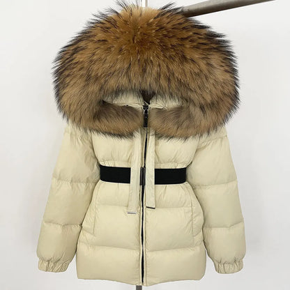 Waterproof Fox Fur Hooded Winter Parka for Women