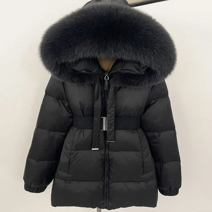 Waterproof Fox Fur Hooded Winter Parka for Women