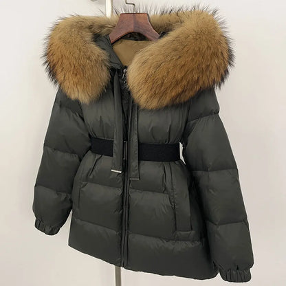 Waterproof Fox Fur Hooded Winter Parka for Women