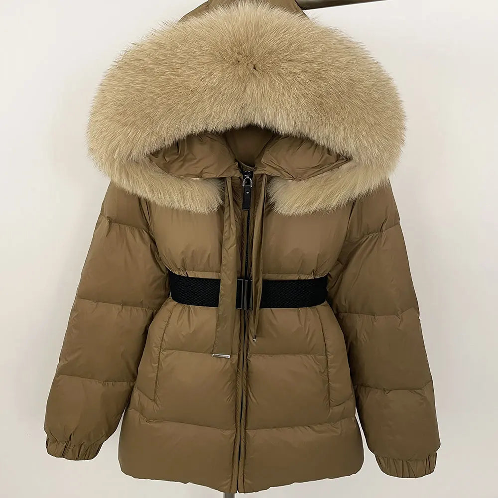 Waterproof Fox Fur Hooded Winter Parka for Women