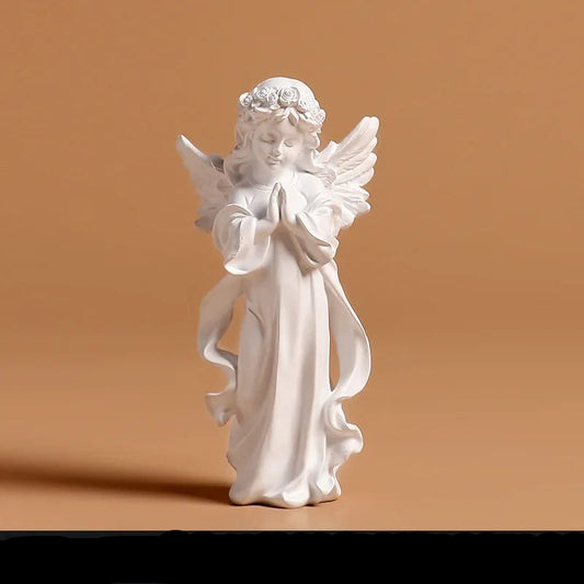 White Resin Praying Angel Figurine