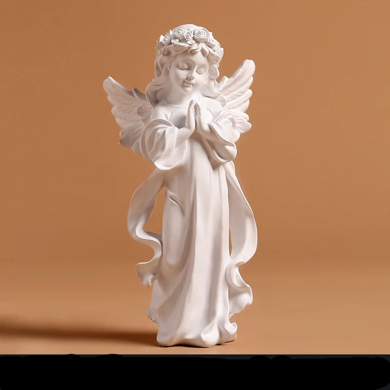 White Resin Praying Angel Figurine