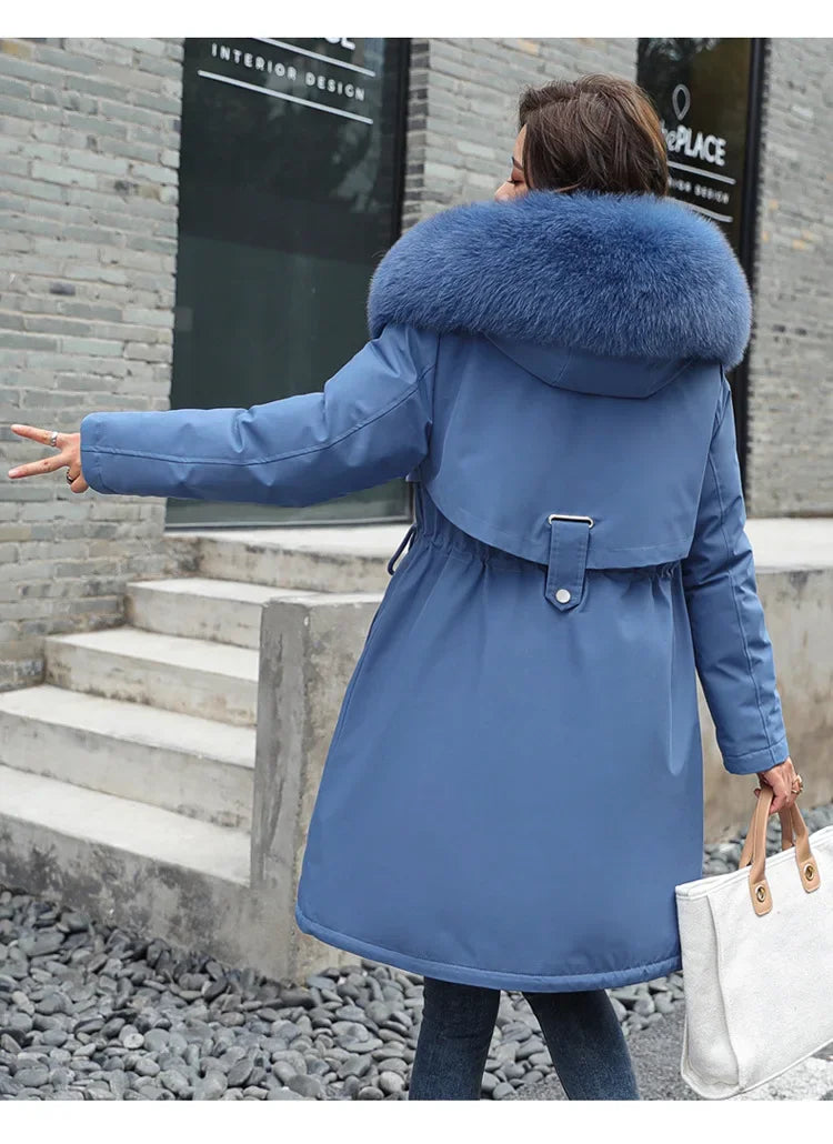 Winter Hooded Plus Size Women Parka Big Fur