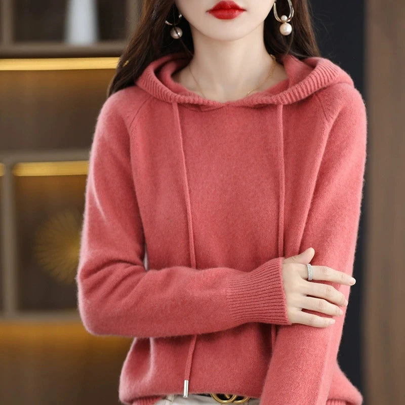 Winter LongSleeve Knitted Women's Hooded Sweater