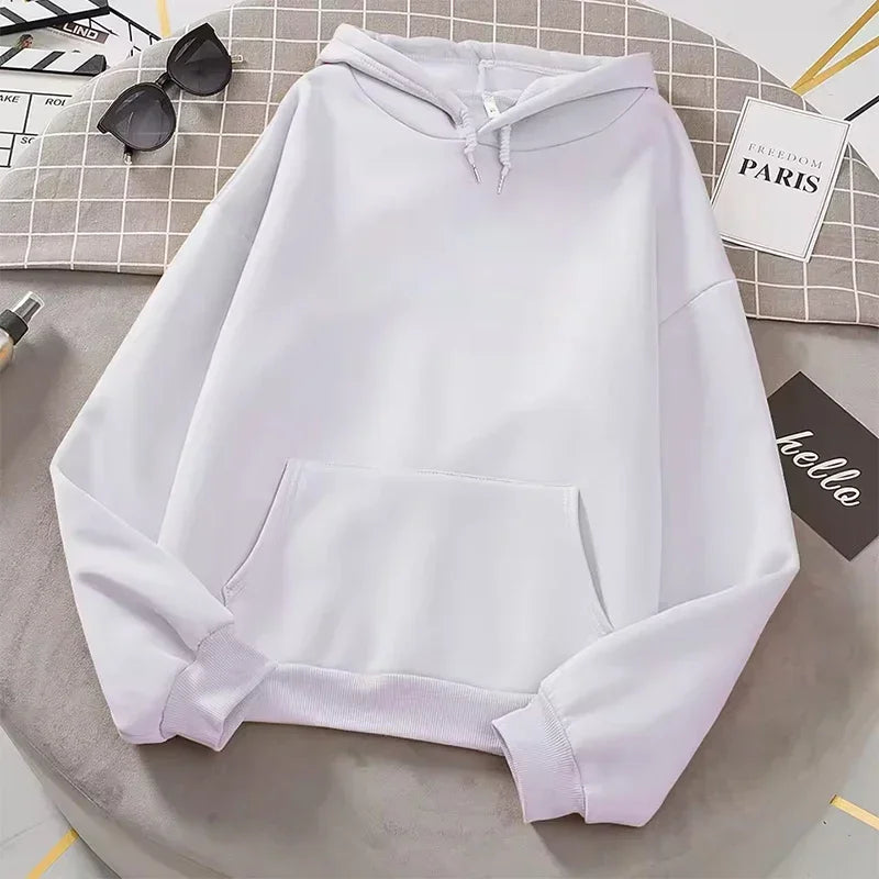 Woman's Long Sleeve Pure Color Essentials Hoodie