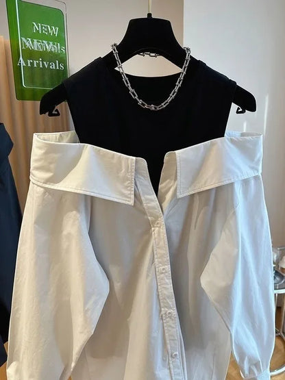 Women's Button Straps Off-Shoulder Tops