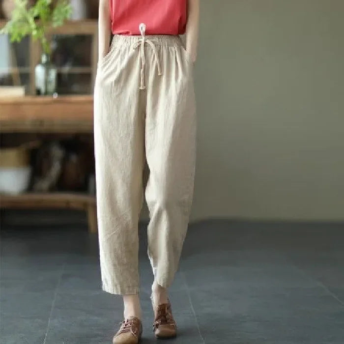 Women's Retro Loose Cotton Linen Harem Pants