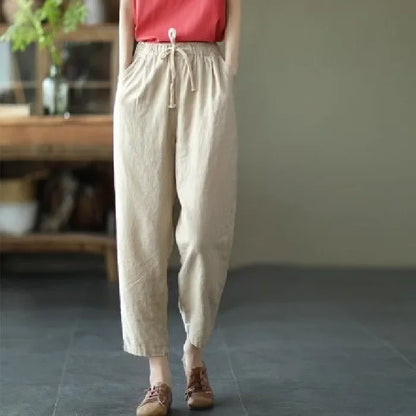 Women's Retro Loose Cotton Linen Harem Pants