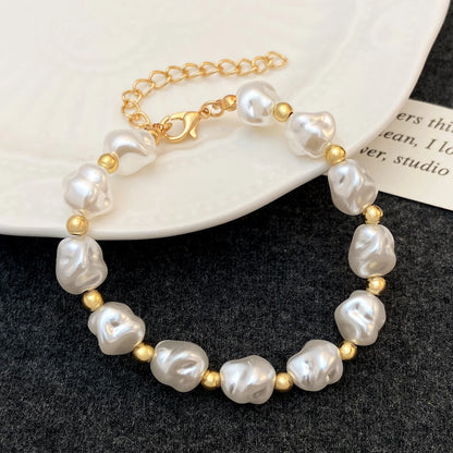 Women's Elastic White Pearl Beads Bracelet
