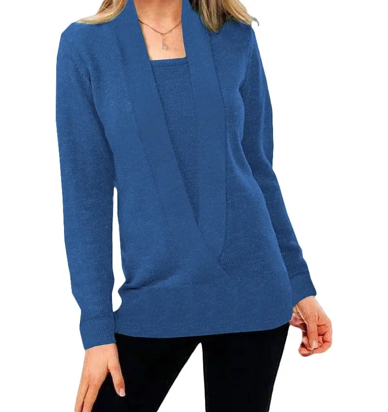 Women's FullSleeve Cotton Deep V-Neck Sweater