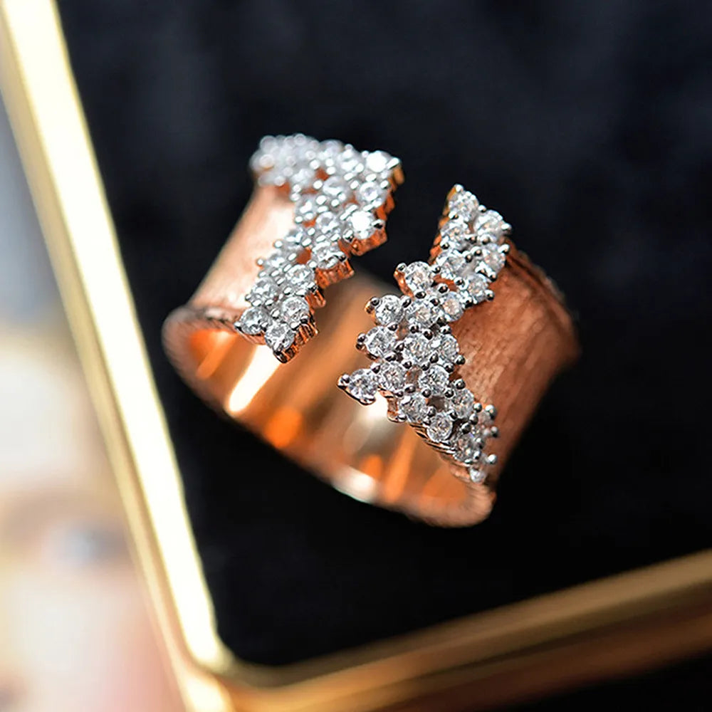 Women Gold Silver Zirconia Rings