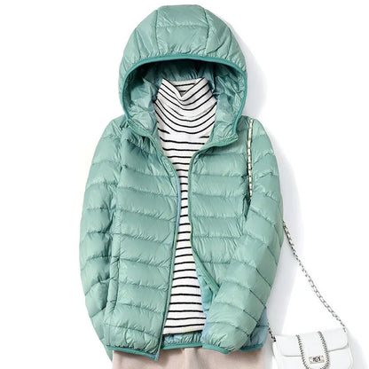 Women's Hooded Glossy Puffer Jacket