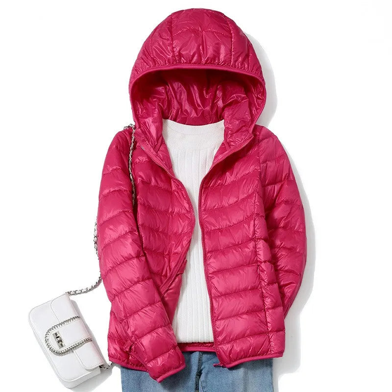 Women's Hooded Glossy Puffer Jacket