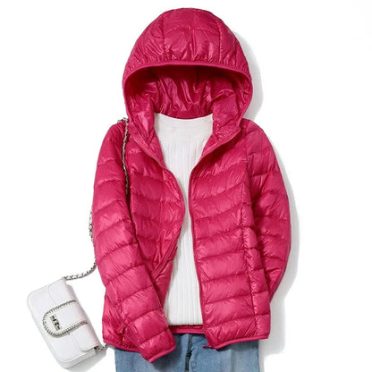 Women's Hooded Glossy Puffer Jacket