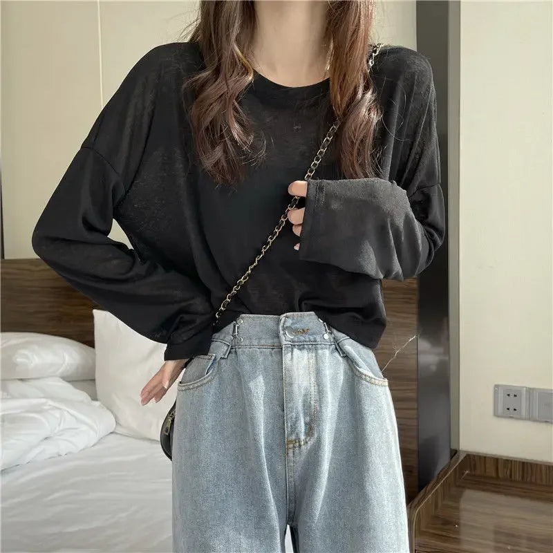 Women's Long Sleeve Knitted Viscose Blouse