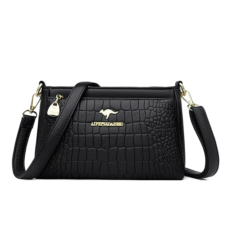 Women Long Strap Shoulder Leather Crocodile Tote Bag