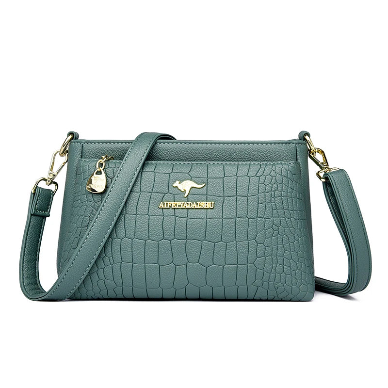 Women Long Strap Shoulder Leather Crocodile Tote Bag