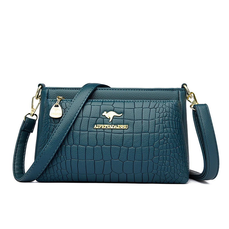 Women Long Strap Shoulder Leather Crocodile Tote Bag