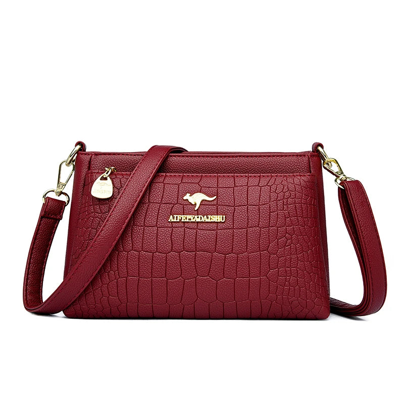 Women Long Strap Shoulder Leather Crocodile Tote Bag