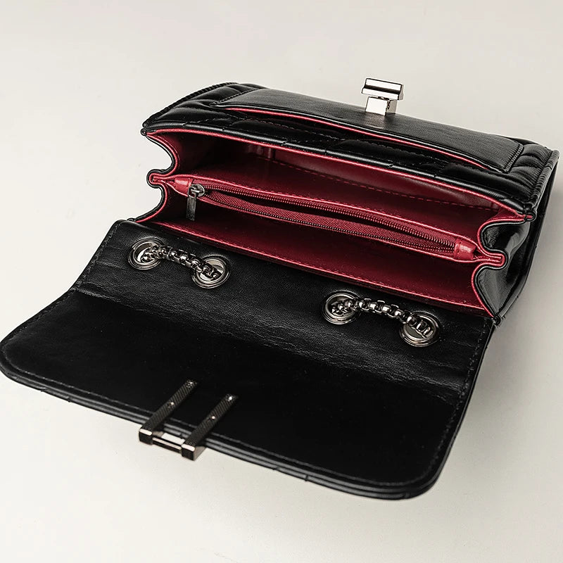 Women's Long Stripe PU Leather Criss Cross Bag