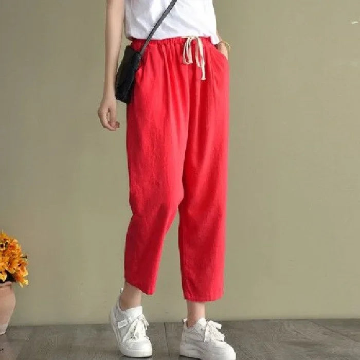Women's Retro Loose Cotton Linen Harem Pants