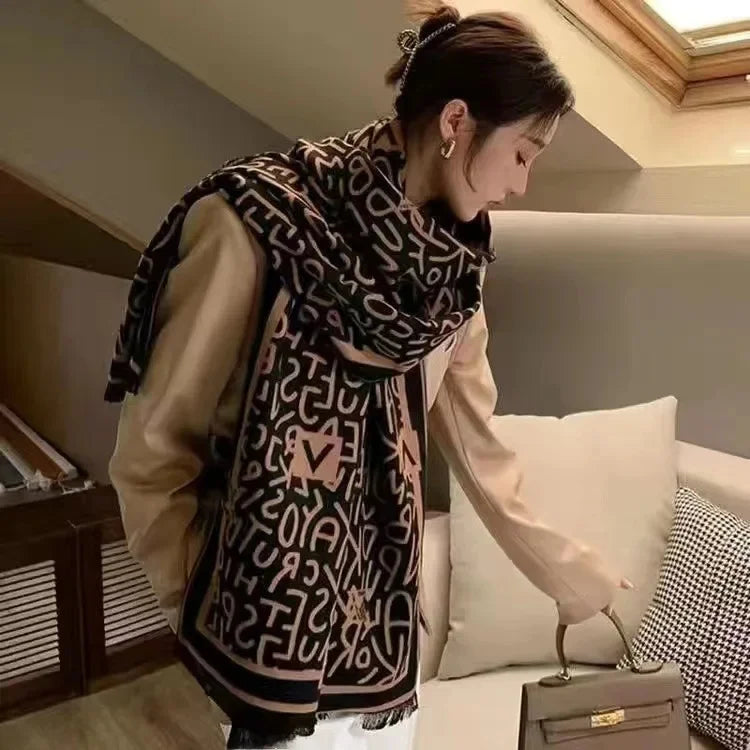 Women's Mid-Length Woolen Cashmere Shawl