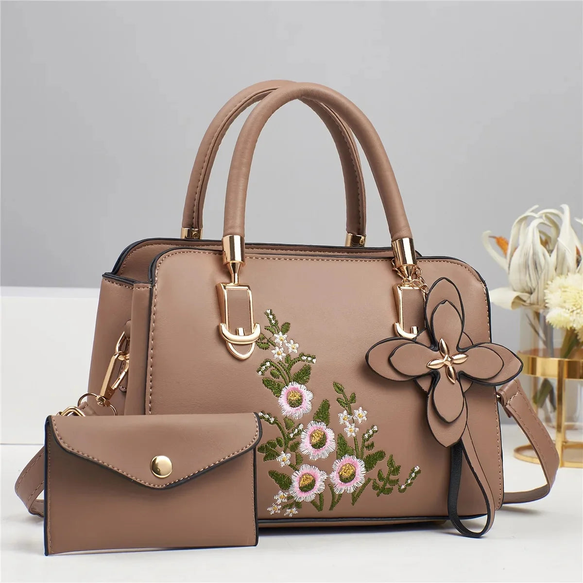 Women's Mini Zipper Floral Shoulder Bag