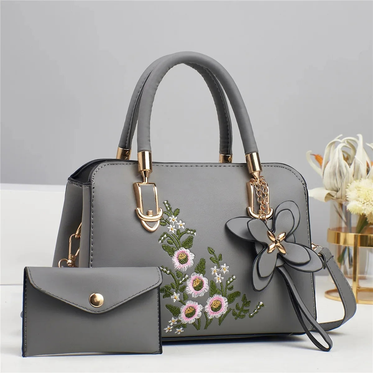 Women's Mini Zipper Floral Shoulder Bag