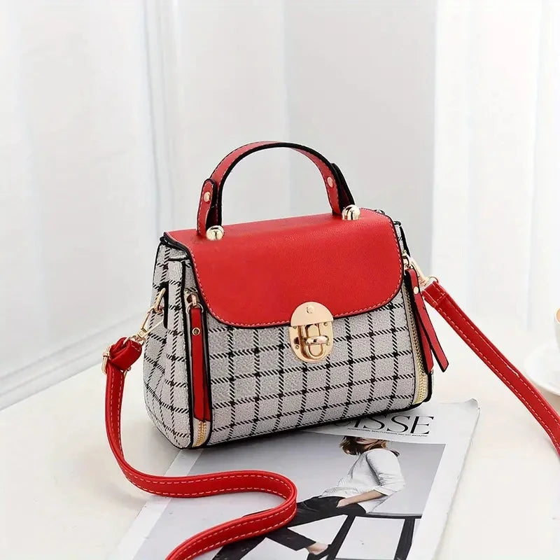 Women's PU Leather Plaid Crossbody Bag
