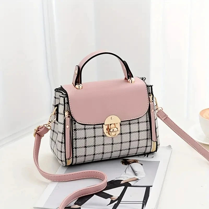 Women's PU Leather Plaid Crossbody Bag