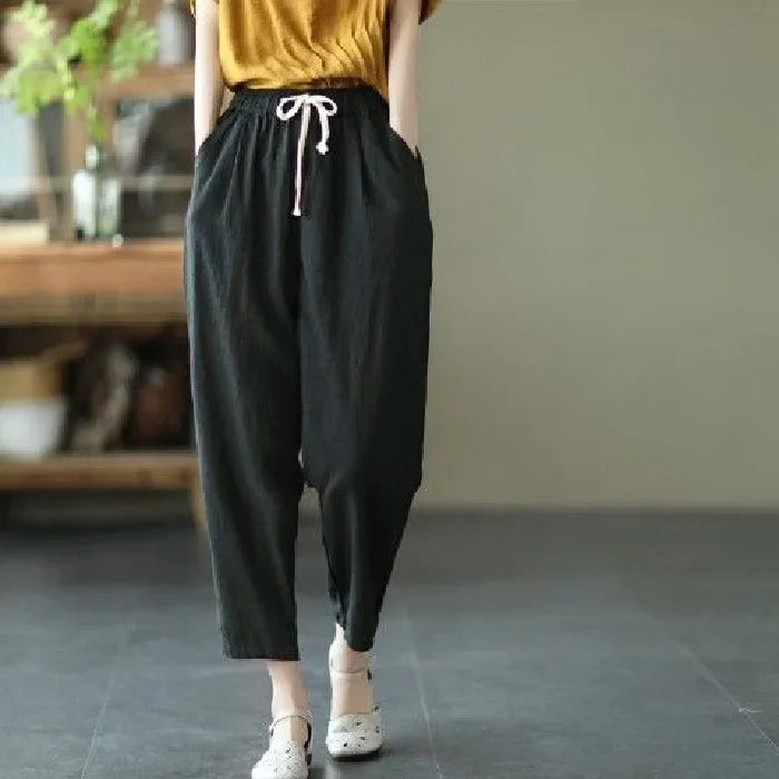 Women's Retro Loose Cotton Linen Harem Pants
