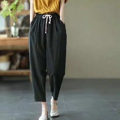Women's Retro Loose Cotton Linen Harem Pants