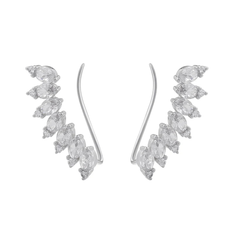 Women's Round Crystal Clip Earrings