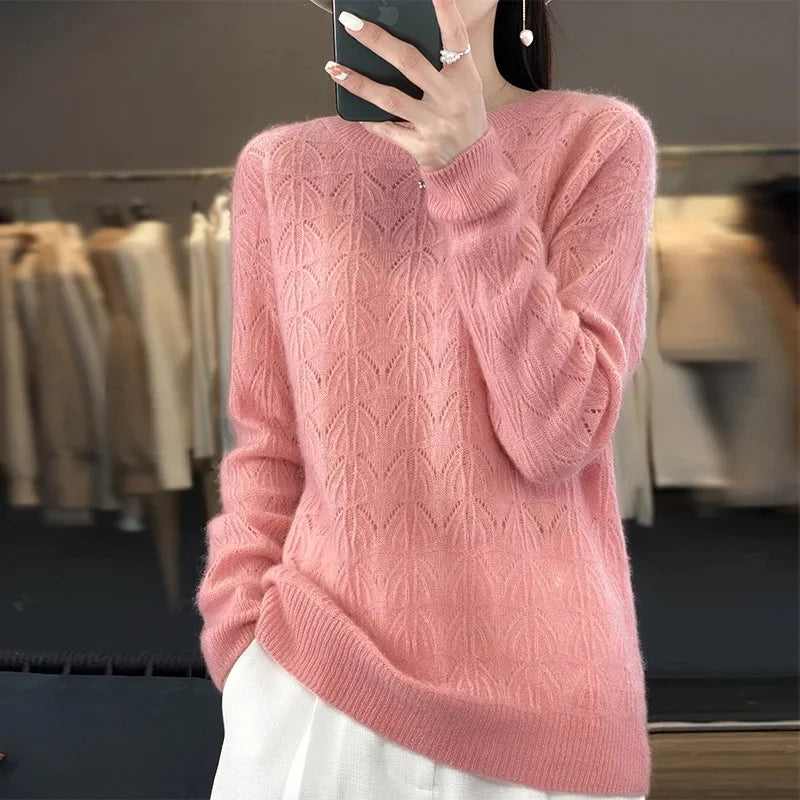 Women's Round Neck Loose Heavy Wool Sweater