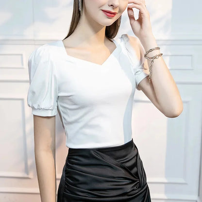 Women's Short Sleeve V Neck Cotton T Shirt