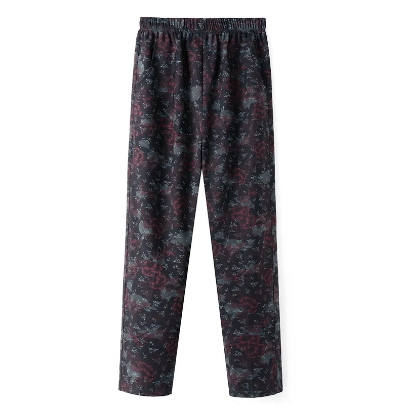 Women's Straight Oversize High Waisted Printed Pants